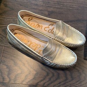Sam Edelman Filly light gold leather penny loafers